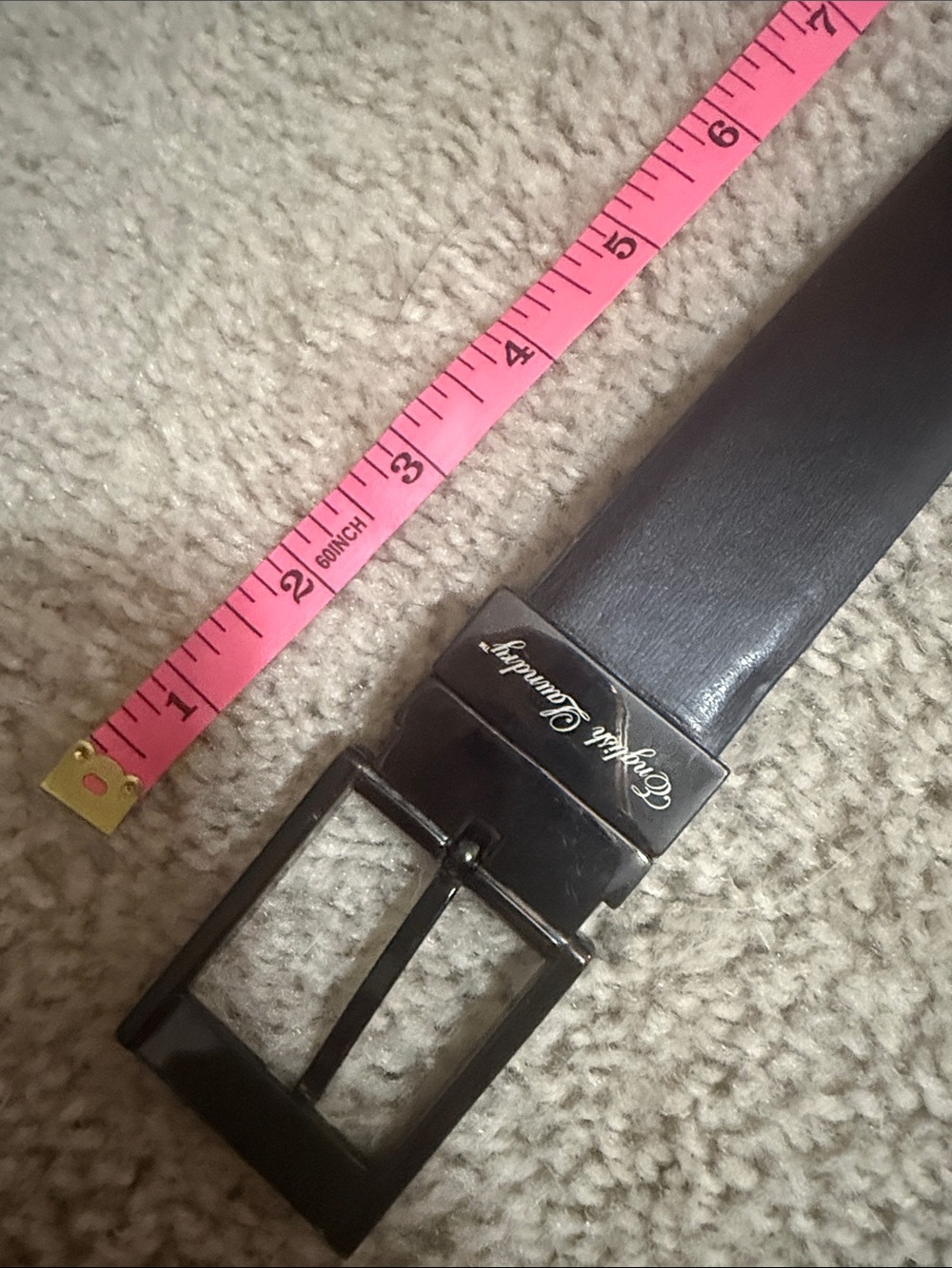 English Laundry dark brown Men's Leather Belt with Branded Metal Keeper